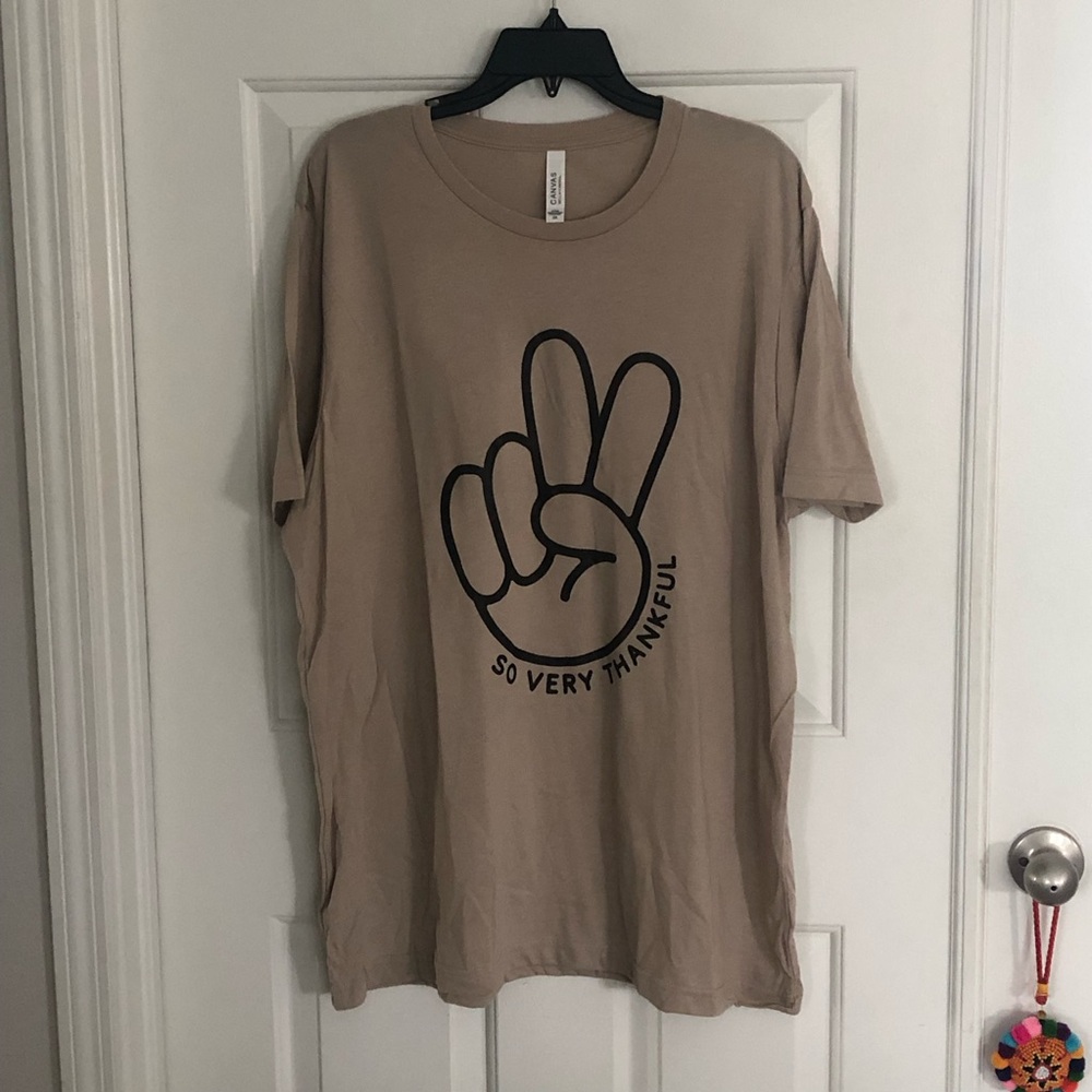 Tan Graphic T-Shirt with Peace Sign